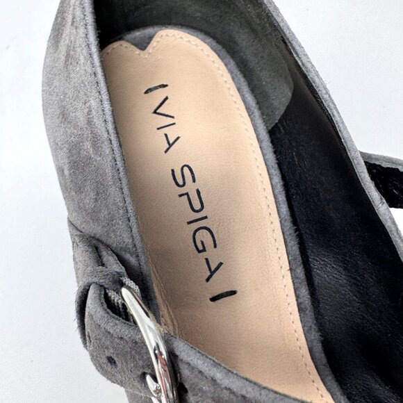 Via Spiga Womens Gray Suede Leather 'Alana' Mary Jane Heel Size 8.5 NEW - Picture 4 of 10